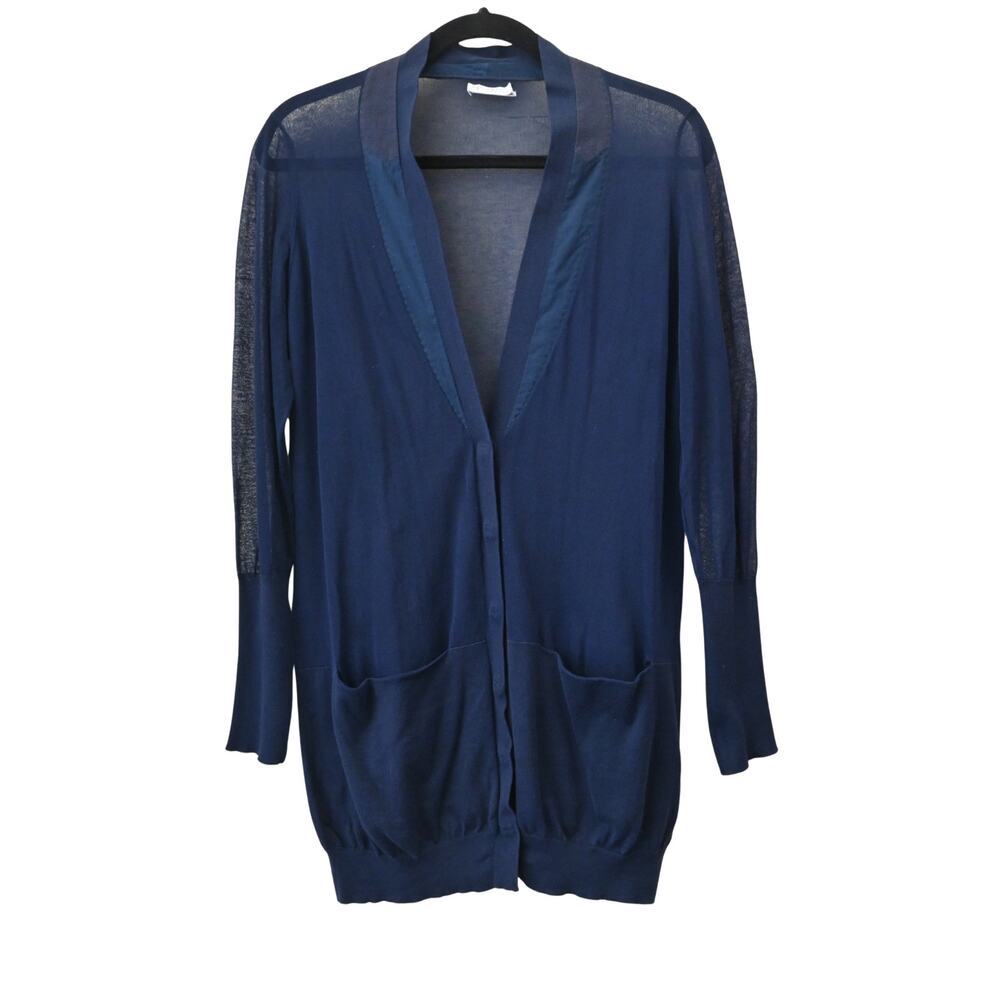 Brunello Cucinelli Navy Cardigan with Patchwork Detailing Size L